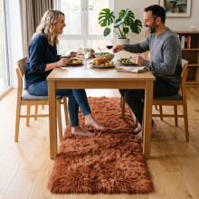 (60x220cm, Rust) Imperial Rooms Non Slip Shaggy Rug Soft Fluffy Faux Fur Area Carpet | 450GSM 3.5cm Pile Height