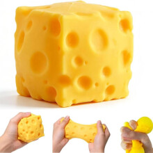 (yellow) Cheese Squishy Stress Relief Toy Fast Rebound Dough Squeeze Block Fidget Toy for Kids Soft Slow Rising