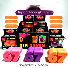 (Purple, Opp bag) NeeDoh Same Style 67 Number Set Fidget Toys Creative Stress Relief Squishy Slow Rising Sensory Stress Balls Number Shape 6 Pack