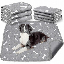 6-Pack Reusable Washable Dog Pee Pads, Waterproof Puppy Training Mats for Crates & Travel (Grey, 80x90cm)