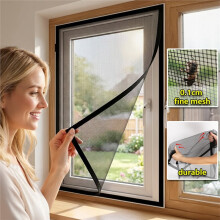 Window Screen, DIY Cut-to-Fit Mesh with Self-Adhesive Hook & Loop, Breathable Fine Net for Mosquito Insect Protection