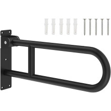 Ushaped foldable toilet grab bar, matte black, for bathroom, wallmounted, foldable safety rail for shower, black, 60cm.
