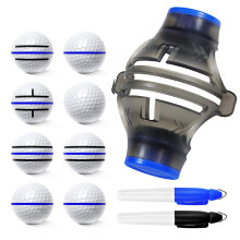 Golf Ball Line  360Degree Liner Template  Triple Track Marker  Blue Red Scratcher 7.5x5.8cm 2 Pens