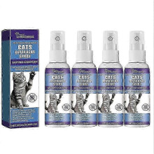 (4PCS) 1-5x Cat Deterrent Spray, Stops Cats from Peeing & Scratching, Lemon & Coptis, Safe for Furniture