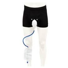 Medium and innovative incontinence brief for men with removable urinal and silicone bag for effective leakage management.