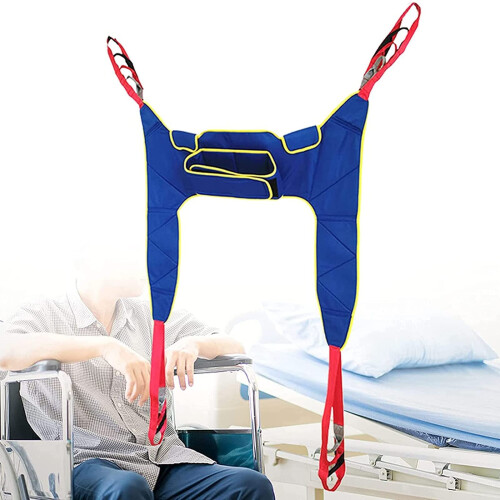 ULift Sling with Commode CutOut, Four Point Support, Size M/L, 500 lbs, Blue