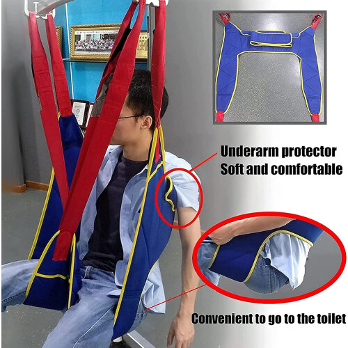 ULift Sling with Commode CutOut, Four Point Support, Size M/L, 500 lbs, Blue 1