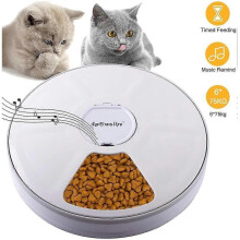 Automatic Pet Feeder, Auto Food Dispenser with 6 Meals, Digital Timer, Lcd Display,music Calling for Dogs, Cats, Rabbit And Small Animals