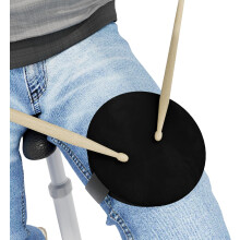 (Black) Knee-Mounted Drum Practice Pad – 13cm Silent Portable Rehearsal Pad with Strap + Sticks