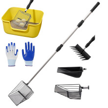 Chicken Coop Poop Scooper with Extendable Handle 4in1 Shovel Cleaning Tool Farm Waste Cleaner for Poultry, Pets, and Small Animal Care