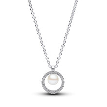 Timeless 393165C0145 Freshwater Pearl Pave Necklace, Sterling Silver, 45 cm