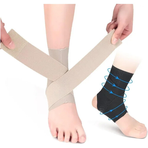 Ankle support Compression strap Achilles tendon support Sprain Protect Foot bandage XL Beige 1