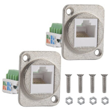 Adaptador de Terminal de Tornillo de Montaje en Panel RJ45 de 2 Piezas, Conector de Montaje en Panel Hembra RJ45/8P8C, Extensor de Terminal Sin