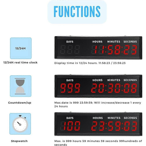 Large Digital Countdown Clock, LED Large Display Count Up/Count Down Timer, 999 Days Countdown Cale 2