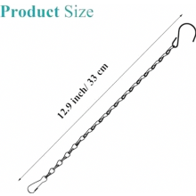 33cm Hanging Chain, 4 Pieces, Flower Pot Chains with Hooks, Metal Hanging Chain, Black Chain for Outdoor Flower Pots, Bird Feeder