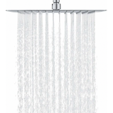 Rain shower head, 12 inch square, 304 stainless steel, water-saving, with 144 silicone nozzles and anti-limescale function, rain shower