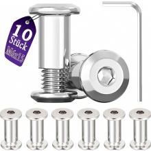 10 connecting screws M6x15mm, sleeve screws, stainless steel A2 V2A, furniture screws, cabinet connectors with hex key for cabinets