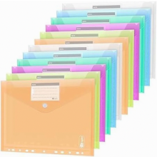 24-piece A4 document wallet, 6 colors, transparent A4 document wallet, document folder, file folder, snap-fastener bag for organizing