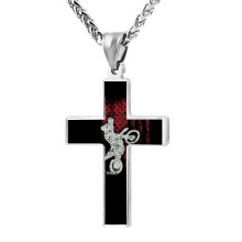 Elelab Cool Motocross Biker American Cross Necklace Zinc Alloy Pendant Creative Accessories Prayer Christian 24 Inch