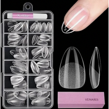 Nageltips für Gelnägel, Venares 120 Stück Kurze Mandel Künstliche Nägel Set 11 Größen Gelnägel Nageltips mit Kleber Nagelpuffer Block, Nagel