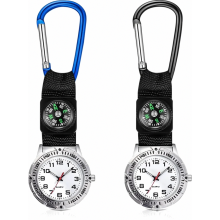 Pocket Watches with Carabiner - Digital Quartz Watch for Nurses, Doctors, Cyclists, Multifunctional with Compass