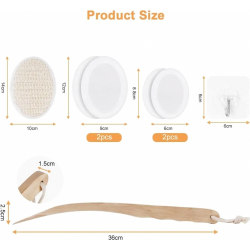 Back lotion applicator, 7-piece back lotion applicator set with long handle and 4 replaceable pads, back lotion applicator, back brush, show 1