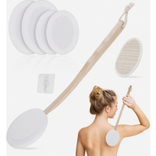Eincremehilfe für Rücken, 7pc Rückeneincremhilfe mit Langem Stiel und 4 Austauschbaren Pads, Rückencremer Applikator Rückenbürste, Duschbad