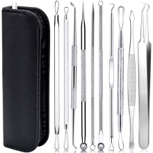 Mitesserentferner Komedonenquetscher Set -10PCS Blackhead Remover mit Akne Pickel Pinzette Mitesser Entferner,Pickel Ausdrücken Werkzeug für