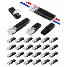 24x Waterdichte 2-pins kabelconnectoren, zwart, voor 18-22 AWG draad, 2-pins connectoren met snelsluiting, automotive XT60-stekker A