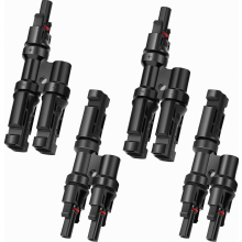 2 pairs of solar Y-connectors – PV connector Y-splitter, 6mm² for parallel connection, branch sockets, IP67 waterproof (male & female)