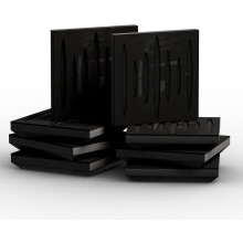 (Black glossy Plastic) 8 Pack - Small Acoustic Panel | Decorative Sound Absorbing Wall Panel "PULSAR-Mini" 25x25x3 cm | Absorption & Diffusion