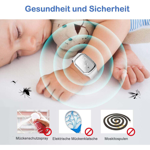 USB Rechargeable Ultrasonic Mosquito Repellent Watch (White) 2