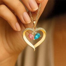 (Color D) To My Daughter Heart Crystal Necklace, Gold Tone Pendant with Message Card Gift Box, Birthday Christmas Graduation Jewellery Gift from Dad