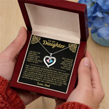 (Color J) To My Daughter Heart Crystal Necklace, Gold Tone Pendant with Message Card Gift Box, Birthday Christmas Graduation Jewellery Gift from Dad