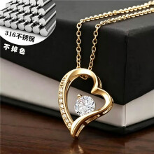 (Color B) To My Daughter Heart Crystal Necklace, Gold Tone Pendant with Message Card Gift Box, Birthday Christmas Graduation Jewellery Gift from Dad