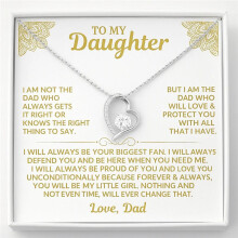 (Color M) To My Daughter Heart Crystal Necklace, Gold Tone Pendant with Message Card Gift Box, Birthday Christmas Graduation Jewellery Gift from Dad
