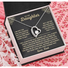 (Color II) To My Daughter Heart Crystal Necklace, Gold Tone Pendant with Message Card Gift Box, Birthday Christmas Graduation Jewellery Gift from Dad