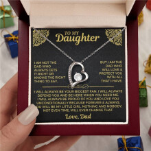 (Color JJ) To My Daughter Heart Crystal Necklace, Gold Tone Pendant with Message Card Gift Box, Birthday Christmas Graduation Jewellery Gift from Dad