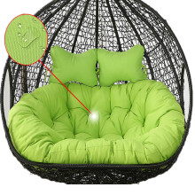 Double hanging chair with soft, deep cushion, 2seater pad, fully filled and durable, nonfoldable design, straps included in delivery (green)