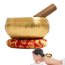 Meditation Singing Bowl, Handmade Tibetan Singing Bowl with Cushion Beater for Yoga, Chakra, Stress Relief 8.5 cm