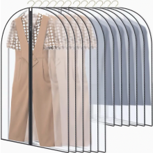 12 Stück Lange Kleidersäcke – 60x120\u002F100 cm, Schwarz Rand, Transparent, Mottenschutz, Wasserdicht