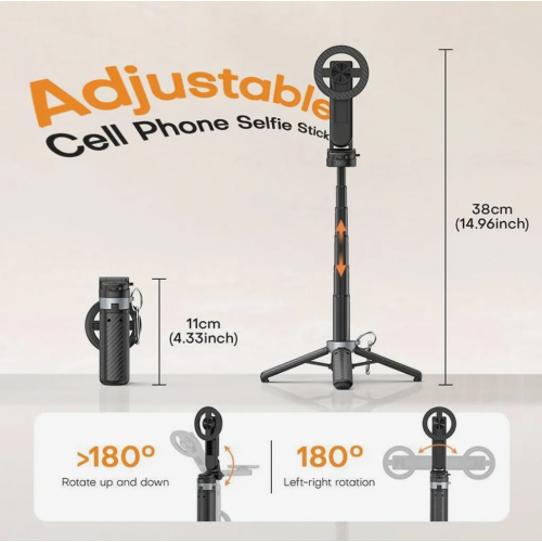 Multifunktionaler magnetischer Mini-Selfie-Stick mit 360-Drehung 2