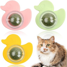 Catnip Toy Balls – 3-Pack 360 Rotating Self-Adhesive Edible Cat Balls