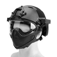 Integrated Tactical PjHelm F22 With Removable And Protective Goggles For Airsoft Paintball Cs Wargame/Bk