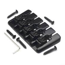 5 String Bass Bridge with Heavy Duty Design, Screws and Adjustable Saddle Heights (Black)