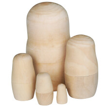 5 Piece Set with Babushka Matryoshka Blanks Made of Wood Unpainted DIY Crafts Carnival