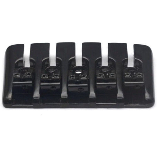 5 String Bass Bridge with Heavy Duty Design, Screws and Adjustable Saddle Heights (Black) 1