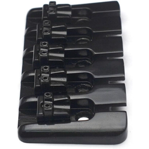 5 String Bass Bridge with Heavy Duty Design, Screws and Adjustable Saddle Heights (Black) 2
