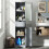 Tall Floor Storage Cabinet with Adjustable Shelves, Gray 1