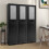 Tall Floor Storage Cabinet, 2 Doors, 1 Drawer, Black 1